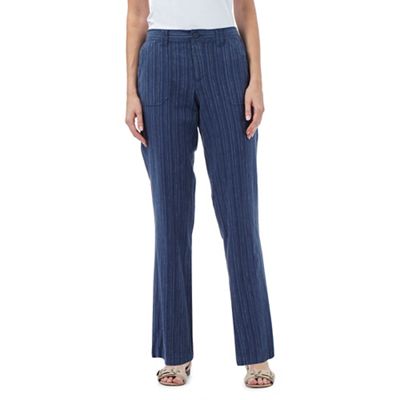 Maine New England Dark blue textured striped trousers